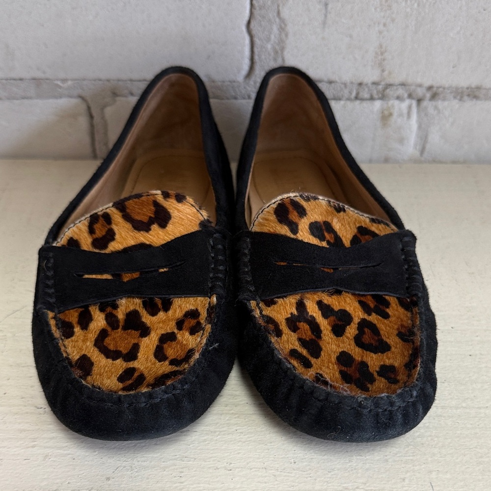 Ralph Lauren Black and Leopard Women's Loafers, suede